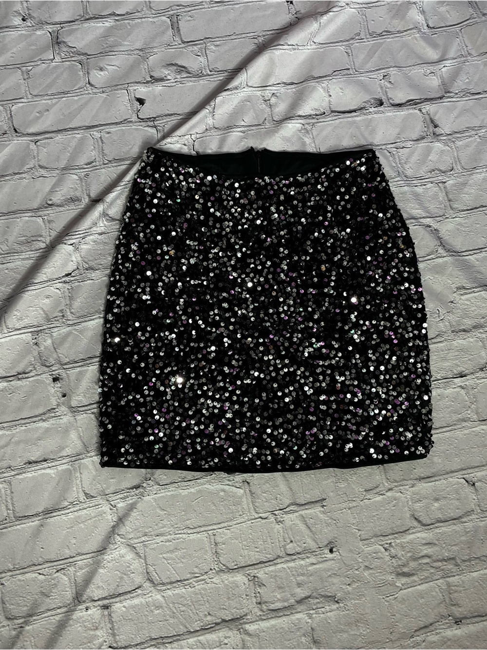 5/$20 Women’s Black Silver Disco Clubwear Night Out Sequin Mini Skirt Sz 6 S/M